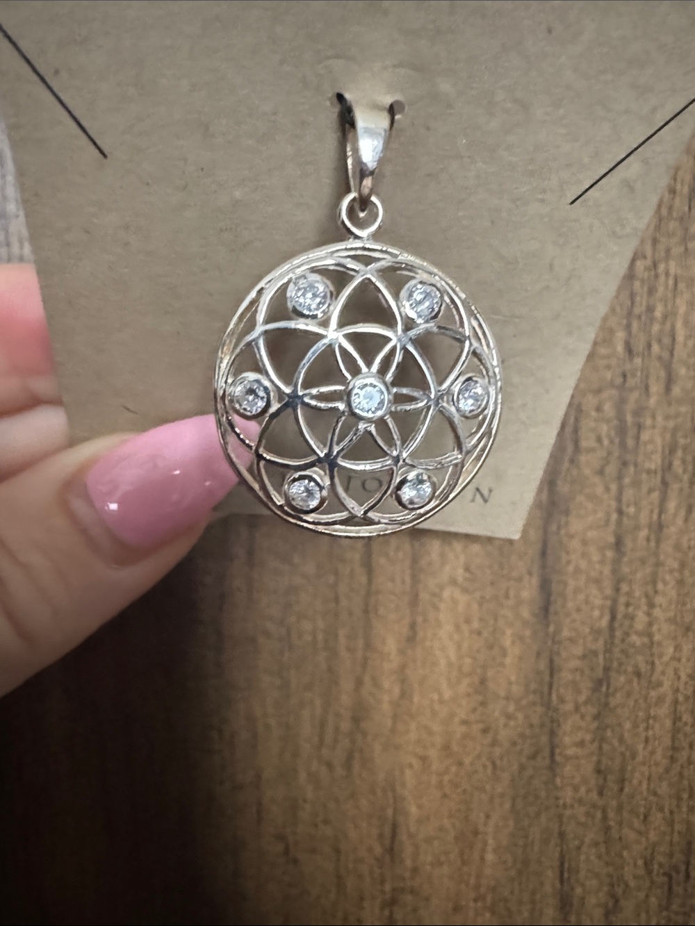 Sterling Silver Floral Crystal Pendant - Picture 3 of 3